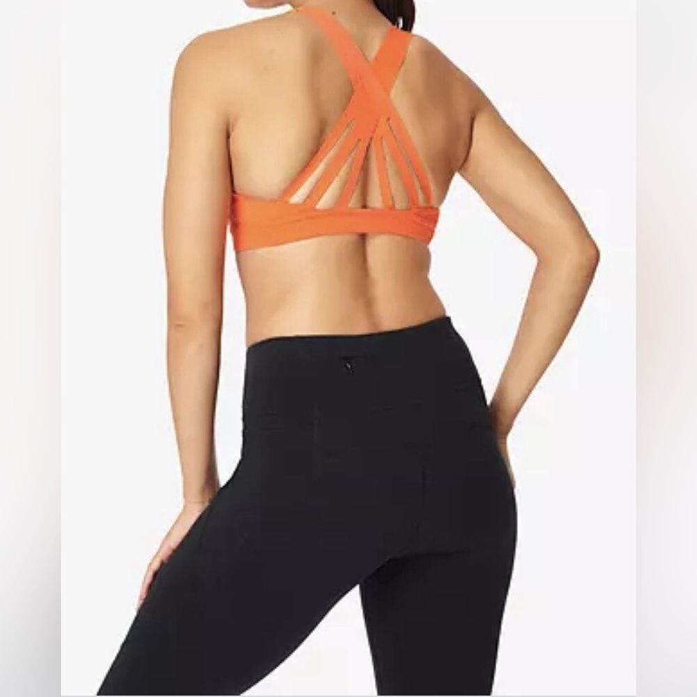 Sweaty Betty zip up hook circuit Vibrant Orange Sports Bra size Xs women
